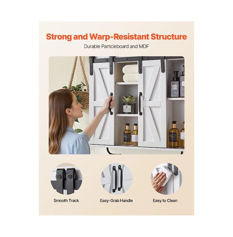 Slickblue Bathroom Wall Cabinet with Towel Bar and Medicine Storage