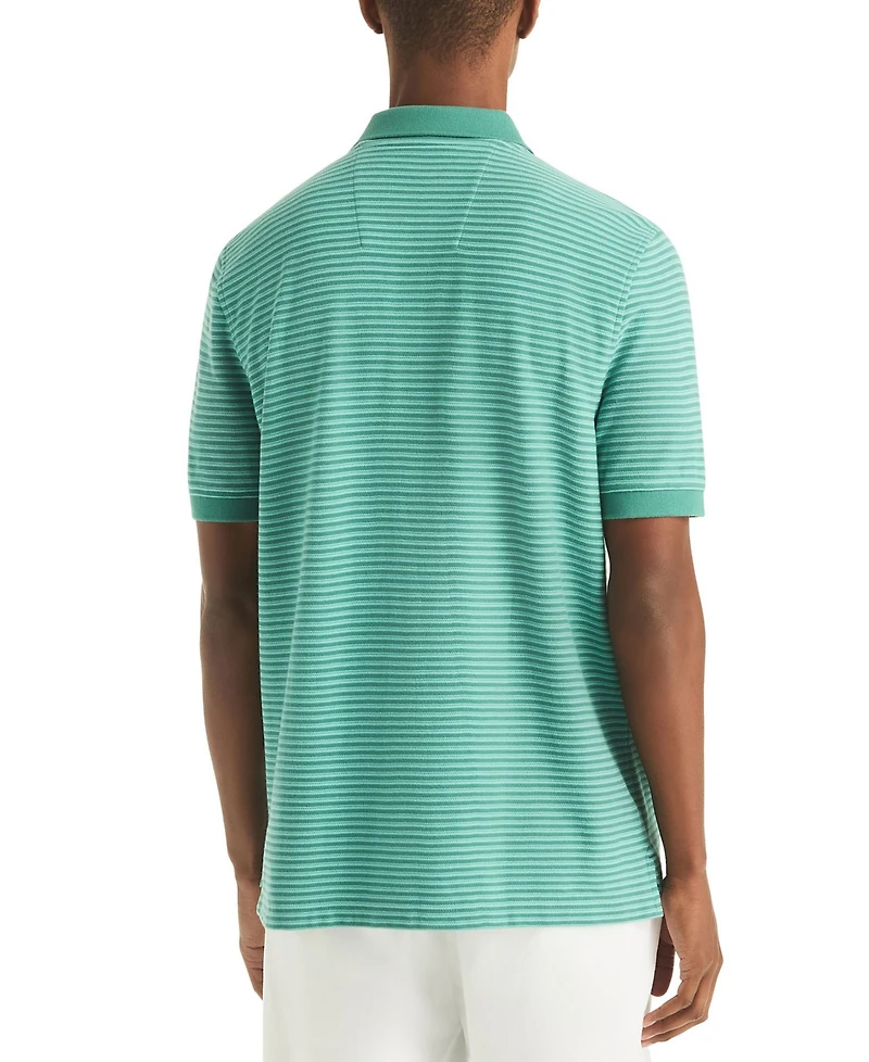 Nautica Men's Striped Spread Collar Polo Shirt