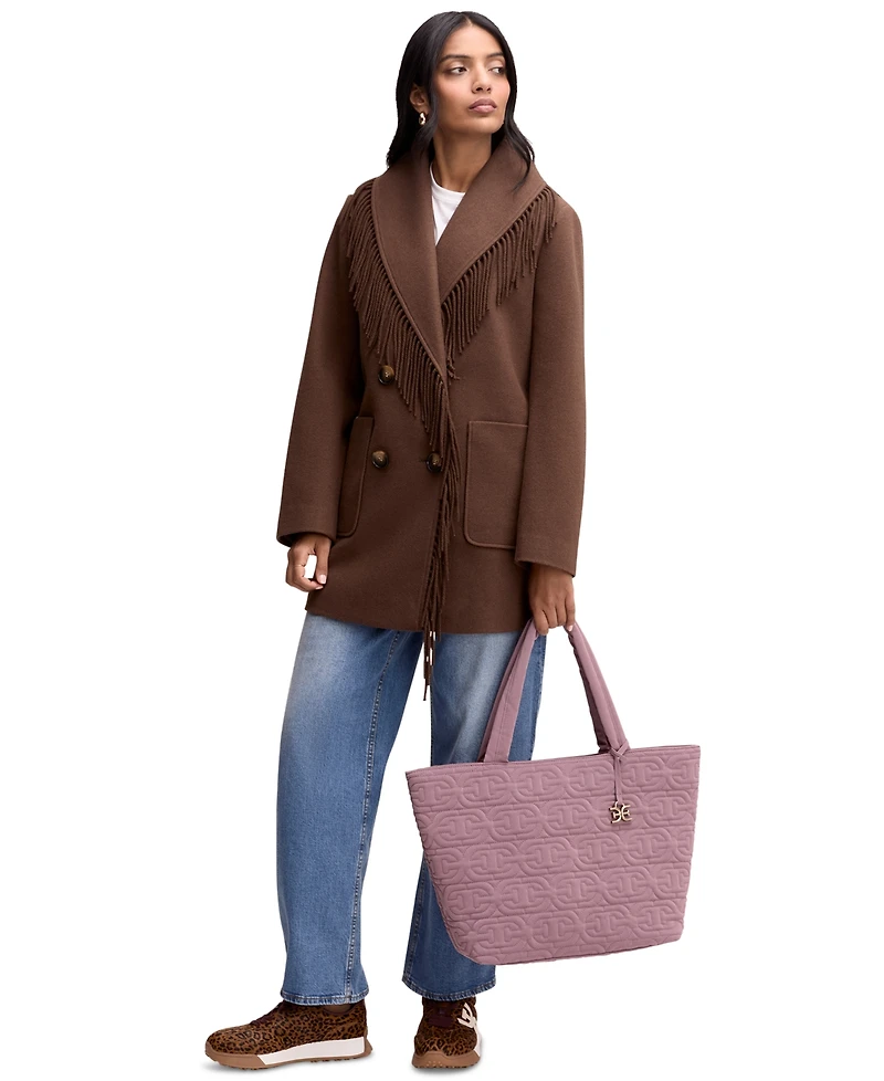 Sam Edelman Ethyl Quilted Logo Top Zip Extra Large Handbag