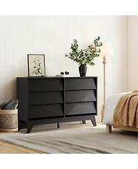 gaomon 6-Drawer Vintage Modern Dresser Bedroom Chest with Bevel Design, Tv Stand Storage for Entryway, Living Room, Closet