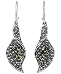 Macy's Pave Marcasite Leaf Wire Earrings in Sterling Silver