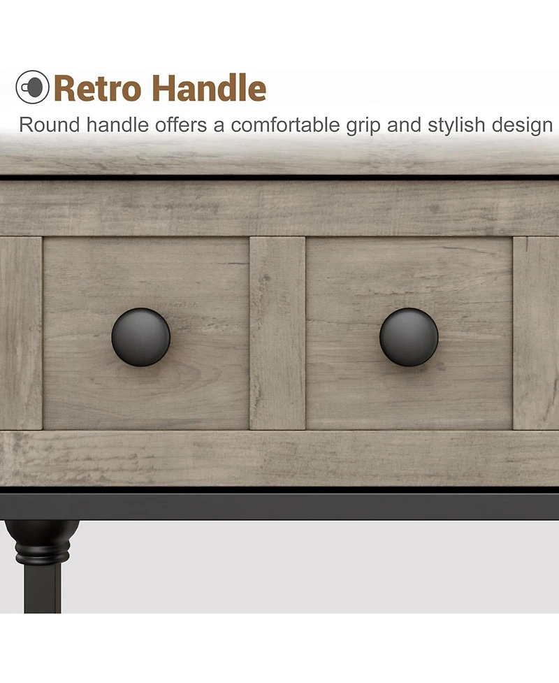 gaomon 52 Inch 3-Drawer Industrial Metal 3-Tier Sofa Table Behind Couch, Hallway Storage Entryway Table