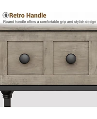 gaomon 52 Inch 3-Drawer Industrial Metal 3-Tier Sofa Table Behind Couch, Hallway Storage Entryway Table