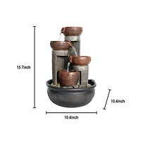 SunJet 15.7” 4-Tier Indoor Tabletop Waterfall Fountain with Led Lights, Desktop Fountain with Calming Sound for Home & Office Decor