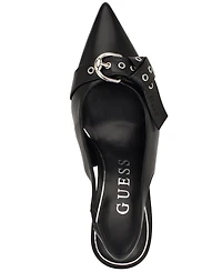 Guess Women's Prissie Buckle Grommet Pointed Toe Slingback Pumps