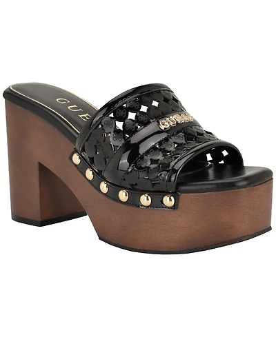 Guess Womens Quill Wooden Platform Dress Sandals