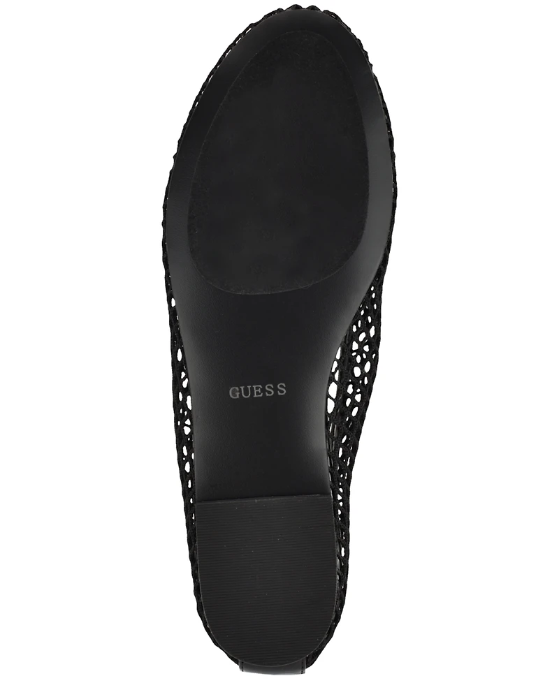 Guess Womens Aylora Triangle Logo Woven Mesh Ballet Flats
