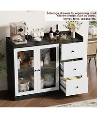 gaomon 43 Inch Buffet Cabinet with Storage, Modern Sideboard with Guardrail, Adjustable Shelves, 3 Drawers, Kitchen