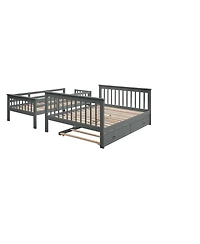 Simplie Fun Stairway Twin-Over-Full Bunk Bed With Twin Size Trundle, Storage And Guard Rail For Bedroom