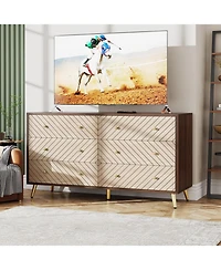 Tribesigns Wooden Drawer Organizer Cabinet Unit, with Solid Wood Legs