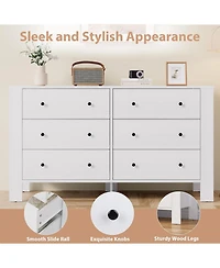 gaomon 6-Drawer White Modern Dresser, Large Chest, Deep Drawers, Metal Knobs, Double Storage for Kids Bedroom, Entryway, Hallway