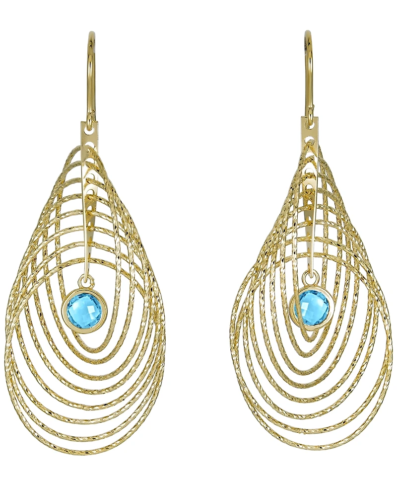 Macy's Sky Blue Topaz (2 ct. t.w.) Bezel Spiral Drop Earrings 14k Gold-Plated Sterling Silver (Also Available Citrine)