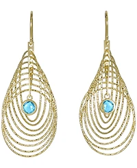 Macy's Sky Blue Topaz (2 ct. t.w.) Bezel Spiral Drop Earrings 14k Gold-Plated Sterling Silver (Also Available Citrine)
