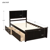 Boyel Living Full Wood Platform Bed with House-shaped Storage Headboard and 2 Drawers