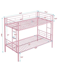 Boyel Living Twin Over Twin Metal Bunk Bed with Safe Stairs