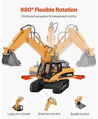 Mecale Remote Control Excavator Toy, 1:14 Scale Rc Construction Vehicle with Metal Shovel and 15 Channels