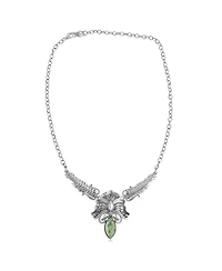 American West Jewelry Sterling Silver Serpentine Cactus Flower Marquise Feather Necklace, 20 Inches