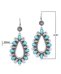 American West Jewelry Sterling Silver Kingman Turquoise Open Teardrop Pear-Cut Dangle Earrings