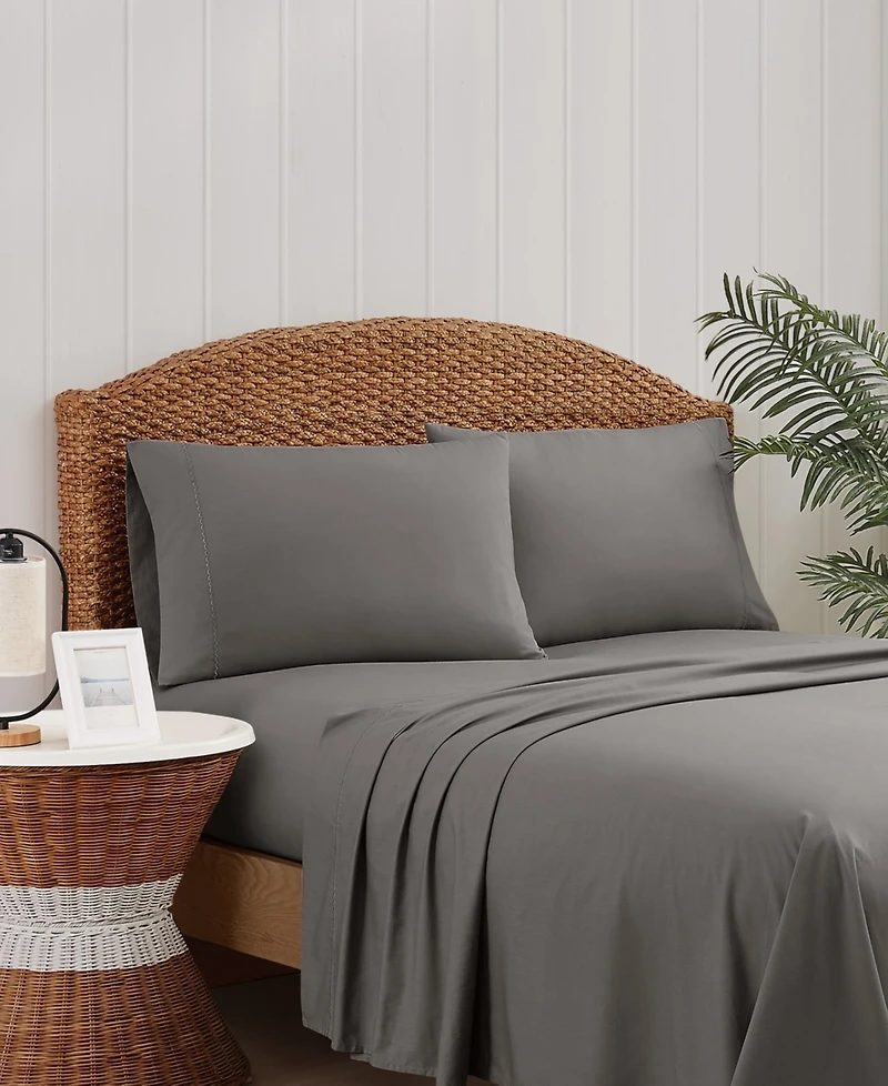 Oceanfront Resort Embroidered Percale 200-Thread Count -Pc. Sheet Set