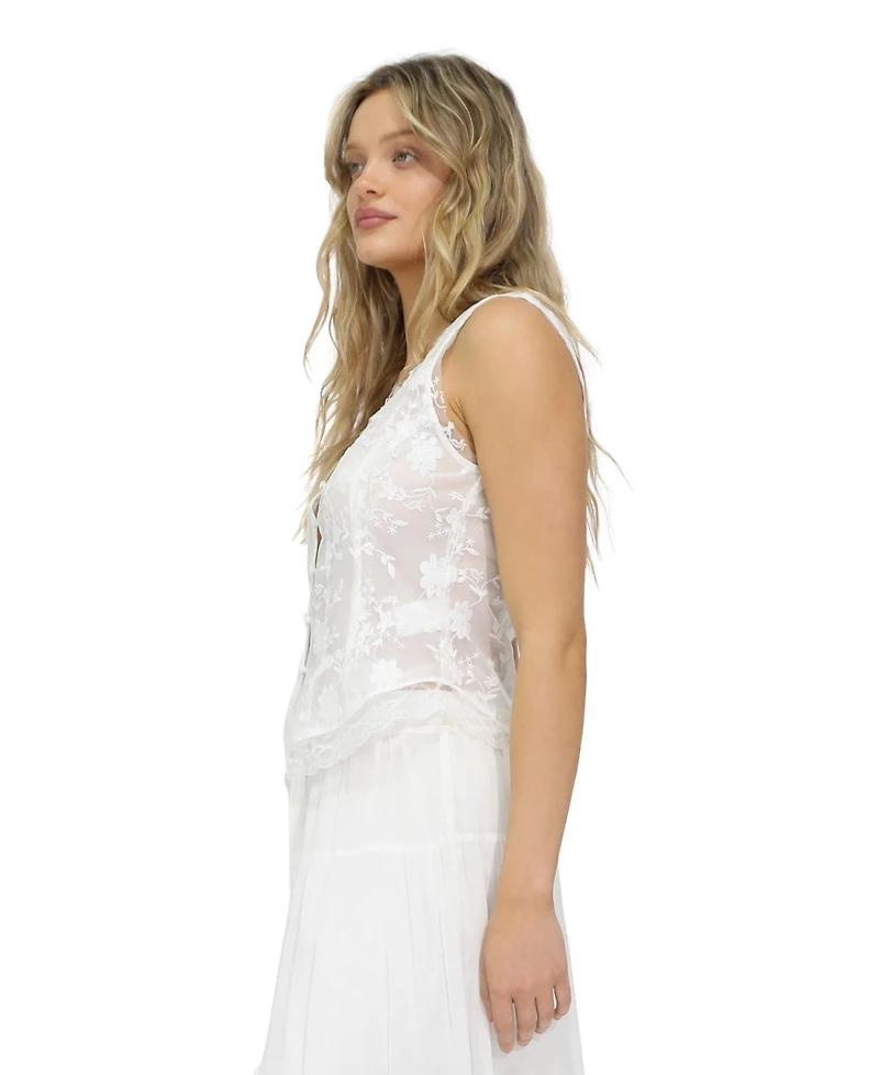 Belle & Bloom Women's Future Lover Lace Button Up Blouse