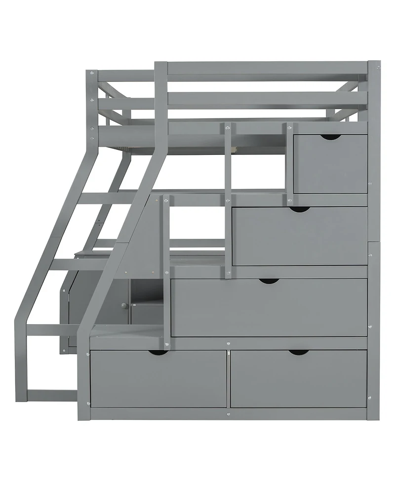Streamdale Furniture Full Loft Bed with 7 Drawers 2 Shelves and Desk
