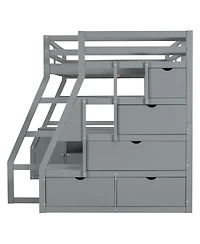 Streamdale Furniture Full Loft Bed with 7 Drawers 2 Shelves and Desk
