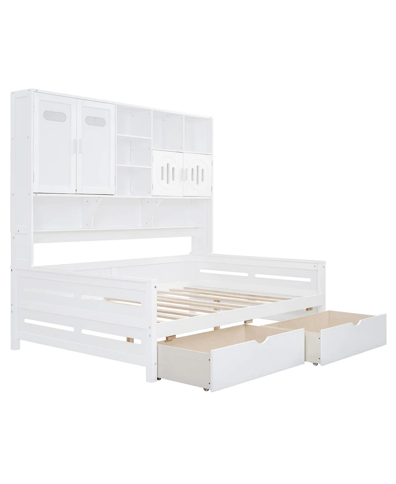 Streamdale Furniture Wooden Daybed with Drawers, Cabinet, and Shelf