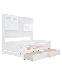 Streamdale Furniture Wooden Daybed with Drawers, Cabinet, and Shelf