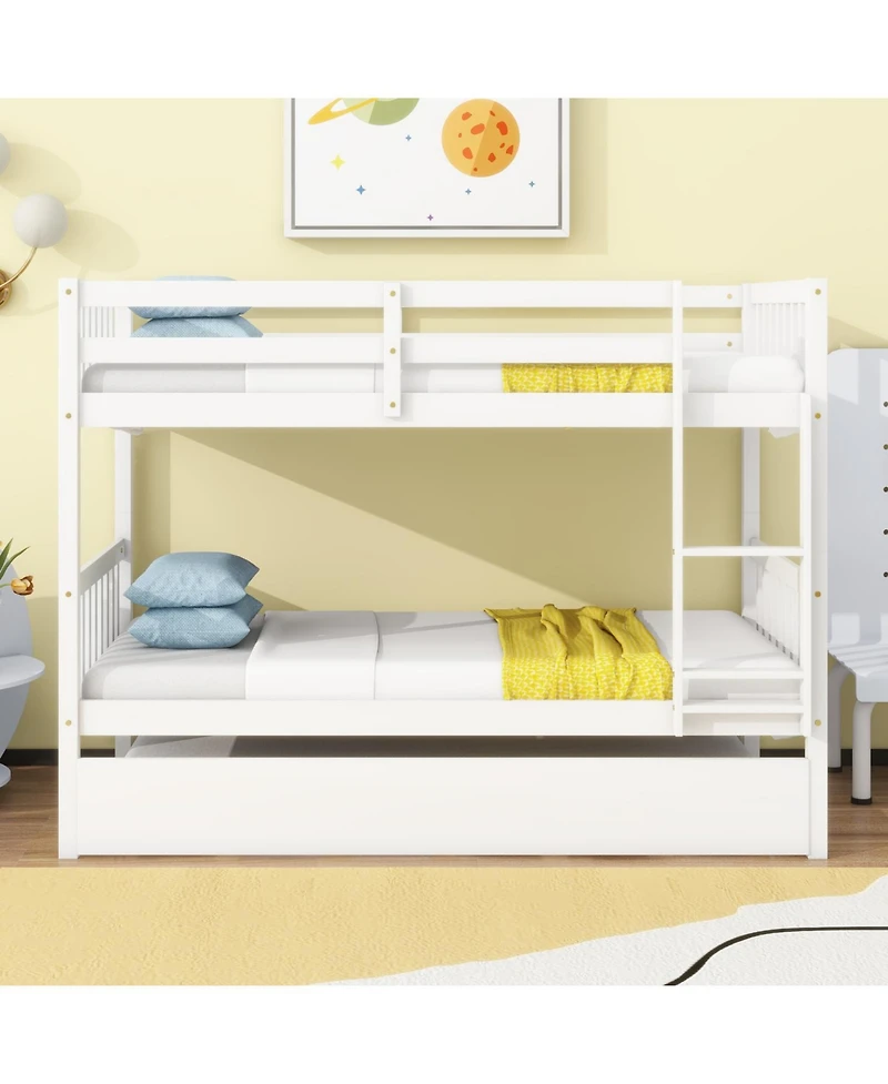 Streamdale Furniture Twin Bunk Bed with Trundle (Convertible into 2 Twins