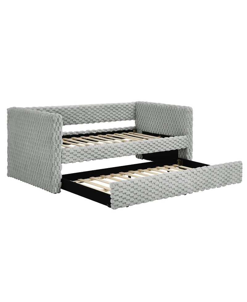 Streamdale Furniture Upholstered Twin Daybed with Pull-Out Trundle