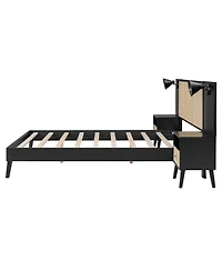 Streamdale Furniture Queen Bed Frame with Nightstands and Lamps