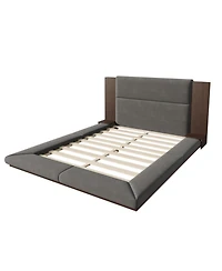 Streamdale Furniture Upholstered Platform Bed with Extended Headboard & Shelf