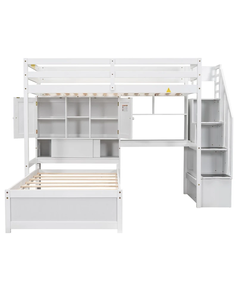 Streamdale Furniture Twin Loft Bed with Built-in Desk and Storage