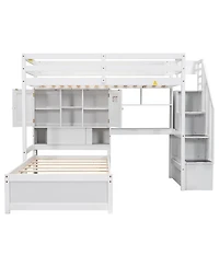 Streamdale Furniture Twin Loft Bed with Built-in Desk and Storage