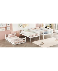 Streamdale Furniture Triple Twin Rubberwood Bunk Bed, Ladders