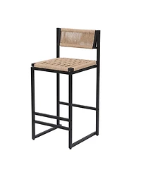 Streamdale Furniture Kitchen Bar Stools with Footrest Set of 2 Paper Rope Weave Dining Chairs Counter Height Barstool