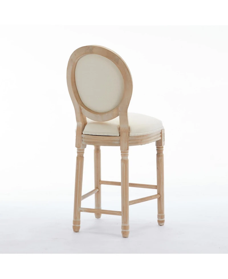 Streamdale Furniture Solid Wood Bar stools Set of 2, Classic French Country Wooden Barstools with Upholstered Seating