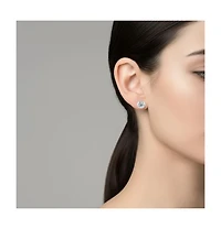 Sterling Silver with 1ctw Round Lab Created Moissanite Modern Bezel Stud Earrings