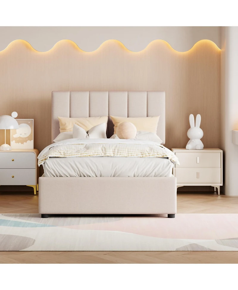 Streamdale Furniture Twin Upholstered Platform Bed with a Hydraulic Storage System