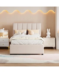 Streamdale Furniture Twin Upholstered Platform Bed with a Hydraulic Storage System