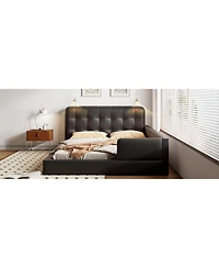 Streamdale Furniture Queen Upholstered Platform Bed with 2 Reading Lights