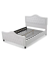 Streamdale Furniture Queen Platform Bed Frame with Arched Nailhead Headboard, No Box Spring Needed
