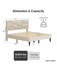 Streamdale Furniture Queen Size Bed Frame with Headboard Storage & Sturdy Metal Slats (No Box Spring)