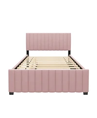 Streamdale Furniture Full Size Velvet Upholstered Platform Bed with Twin Size Trundle