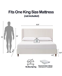 Streamdale Furniture 54" Chenille Tall Headboard Upholstered Bed