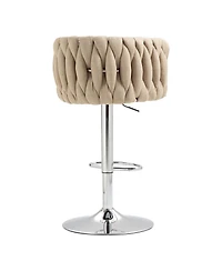 Streamdale Furniture 360 Fabric Swivel Counter Stools (Set of 2), Adjustable Height, Woven Back