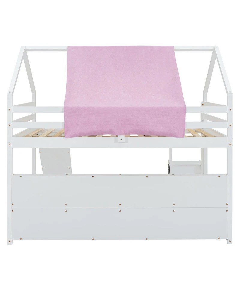 Streamdale Furniture Wooden Loft Bed House-shaped Frame with a Tent