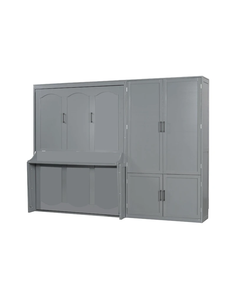 Streamdale Furniture Queen Size Murphy Bed Wall Bed with Closet.