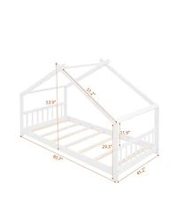 Streamdale Furniture Twin Size House Bed Wood Bed, White