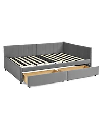 Streamdale Furniture Tufted Upholstered Bed Frame with Drawers Velvet